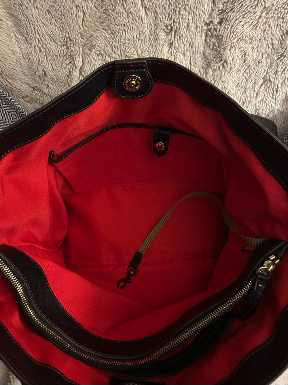 Dooney & Bourke Black Leather Tote with Brass Hardware - Picture 5 of 11